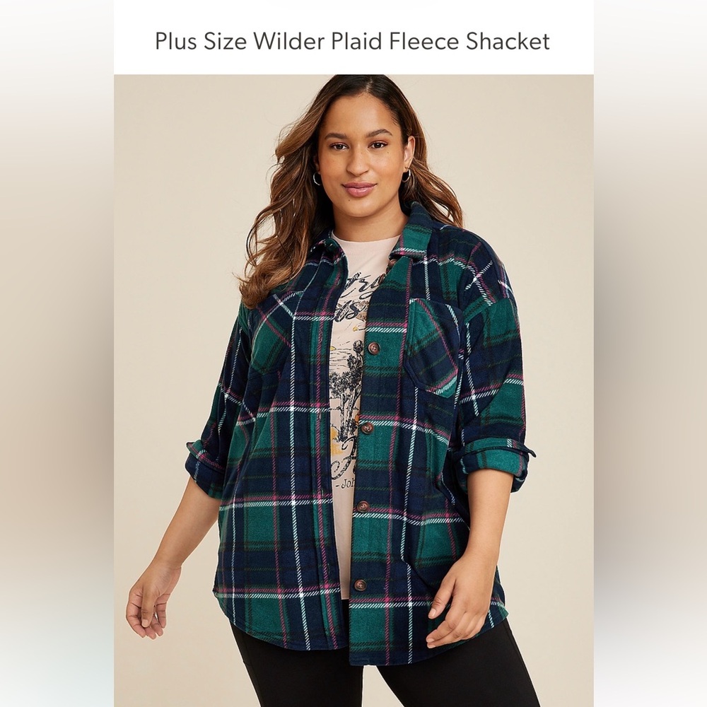 Maurices Plus Size Wilder Plaid Fleece 1X NWT